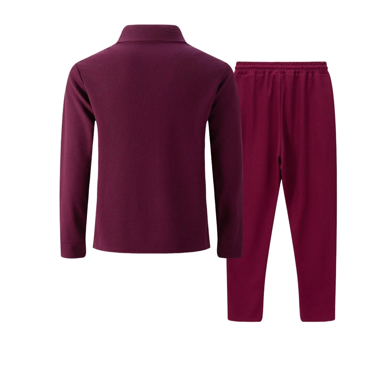 2025 Autumn New Style Waffle Pure Color Collar Pocket Long Sleeve Long Pants Casual Set.