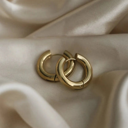 20mm Stainless Steel Hoop Earrings for Women Smooth Metal Round Chunky Ear Buckle Huggie Earrings Jewelry Accessories Wholesale.