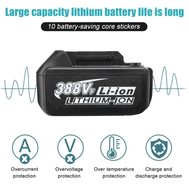 Drillpro Elektrowerkzeug-Set, 800 N.M, elektrischer Schraubenschlüssel, Bohrhammer, 13 mm Bohrmaschine, 125 mm Winkelschleifer für 18 V