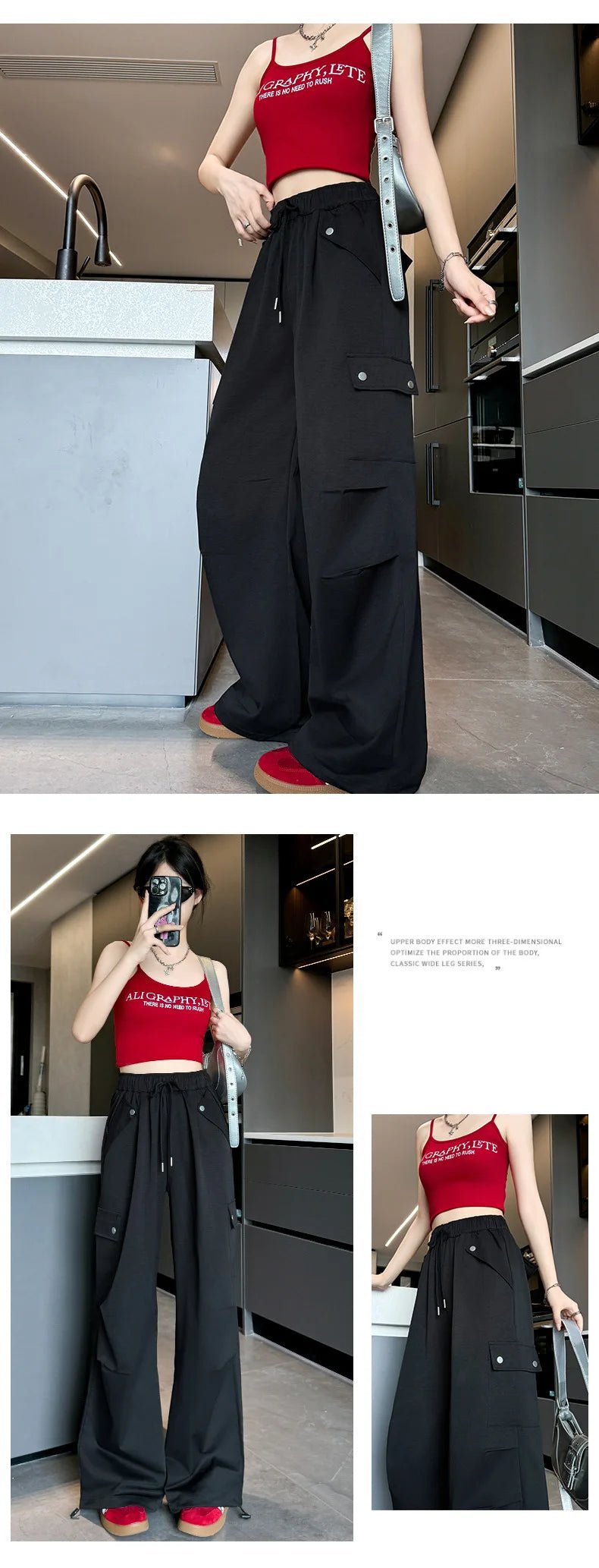 Amerikanischer Fallschirm mit niedriger Taille für Damen im Frühling und Herbst 2022, neue Bergsteiger-Jogginghose mit weitem Bein, schlanke Sport-Arbeitshose.