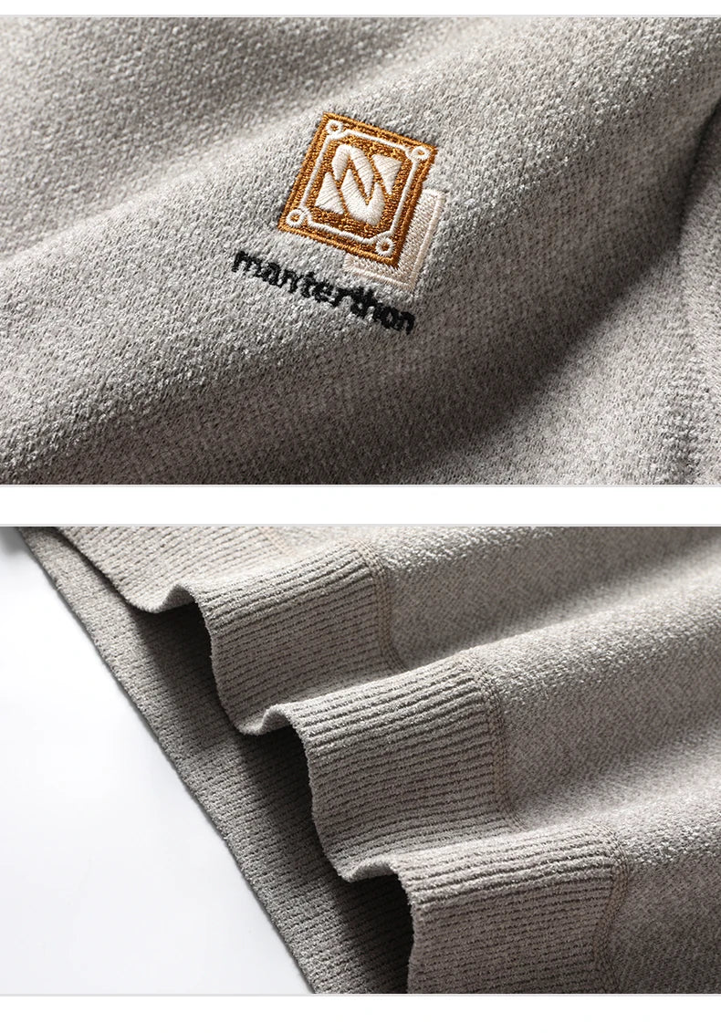 New Mens Fleece Sweater Thickened Pullover Fleece Lined Autumn Winter Crew Neck Jumpers Fashion Knitwear.