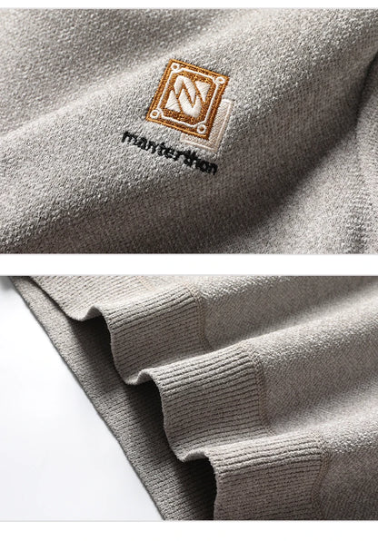 New Mens Fleece Sweater Thickened Pullover Fleece Lined Autumn Winter Crew Neck Jumpers Fashion Knitwear.