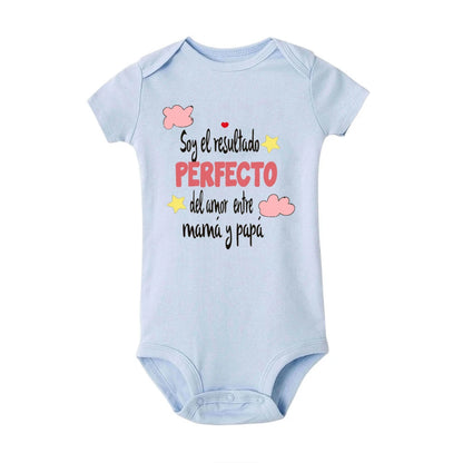 Lustiger spanischer bedruckter Baby-Body für Neugeborene, kurzärmeliger Strampler, niedliche Jungen- und Mädchen-Outfits, Kleinkind-Sommerkleidung, Säuglingsoverall.