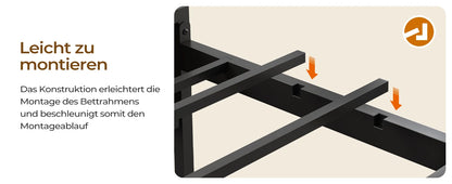 120 x 200 LED-beleuchteter Metallbettrahmen mit Steckdose und USB-Ladefunktion, Holzkopfteil, Stauraumbett B