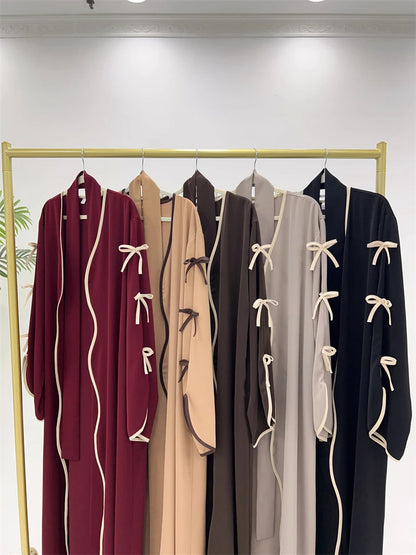 Ramadan Eid Open Butterfly Bow Kimono Abaya Damen Dubai Luxury Islam Muslim Modest Dress Women Kebaya Kaftan Robe Femme Musulman.