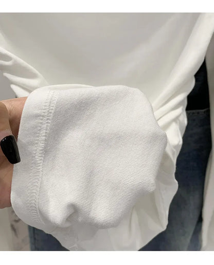 Spicy Girl Style One-Collar Ruffles Cropped Long Sleeve T-Shirt Women's Autumn/Winter New Arrival Base Layer Sweatshirt.