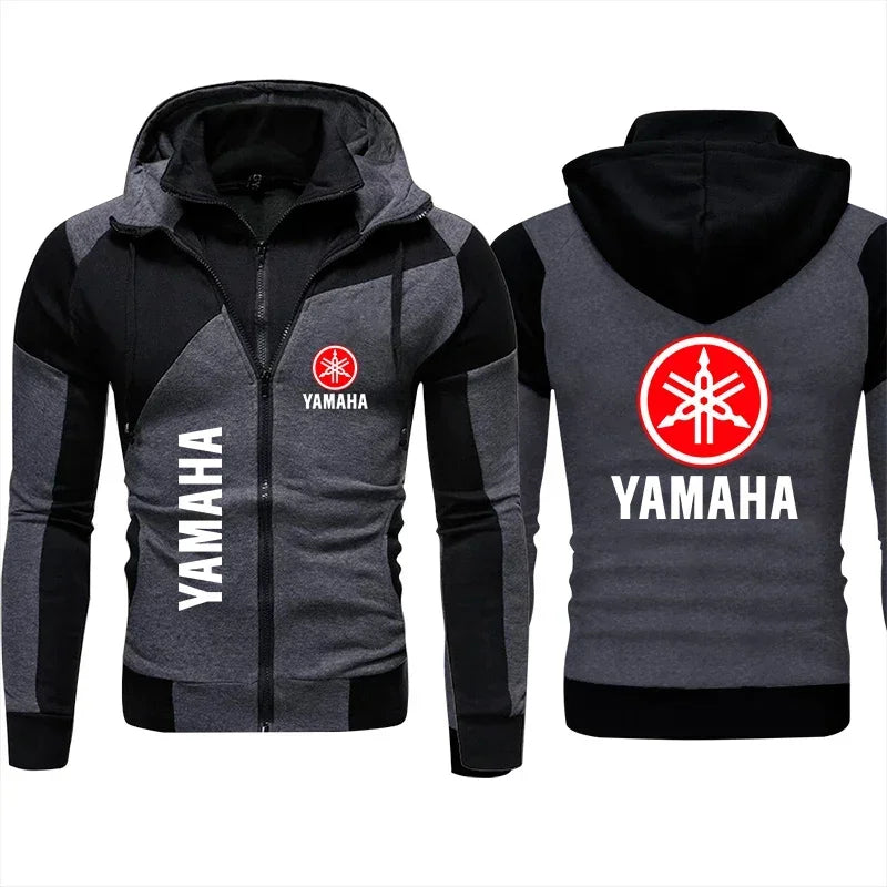 Men's hooded printed motorcycle jacket pullover hooded sweatshirt bicycle jacket racing zipper hooded sweatshirt.