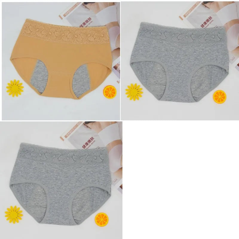 3 Pcs Women's Cotton Briefs Menstruation Underwear Leak Proof Sanitary  With Menstrual Bamboo Fancy Low Waist Slimming Panties