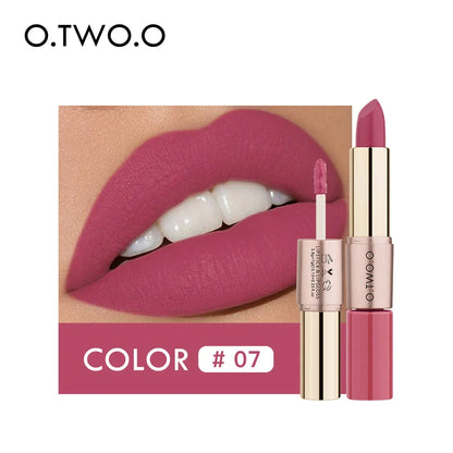 O.TWO.O 2 IN 1 Matte Lipstick&Liquid Lipstick 12 Colors Makeup Lip Glaze Waterproof Batom Lip Cosmetics Silky Texture
