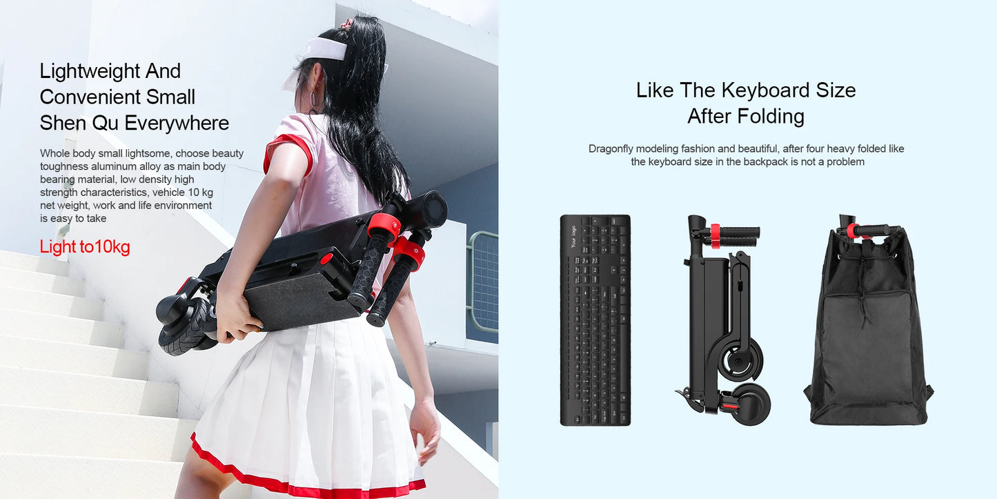 HX 7.5AH Electric E Scooter 350W 25KM/H Foldable Electric Kick Scooter Scooters 5.5 Inch APP Smart Escooter for Adults.