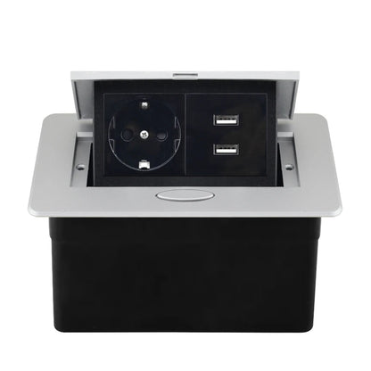 Tischsteckdose EU-Steckdose mit USB-Typ-C-Buchse im Theke Pop-Up-Buchse Desktop-Buchse Aluminiumabdeckung verdeckte Steckdose.