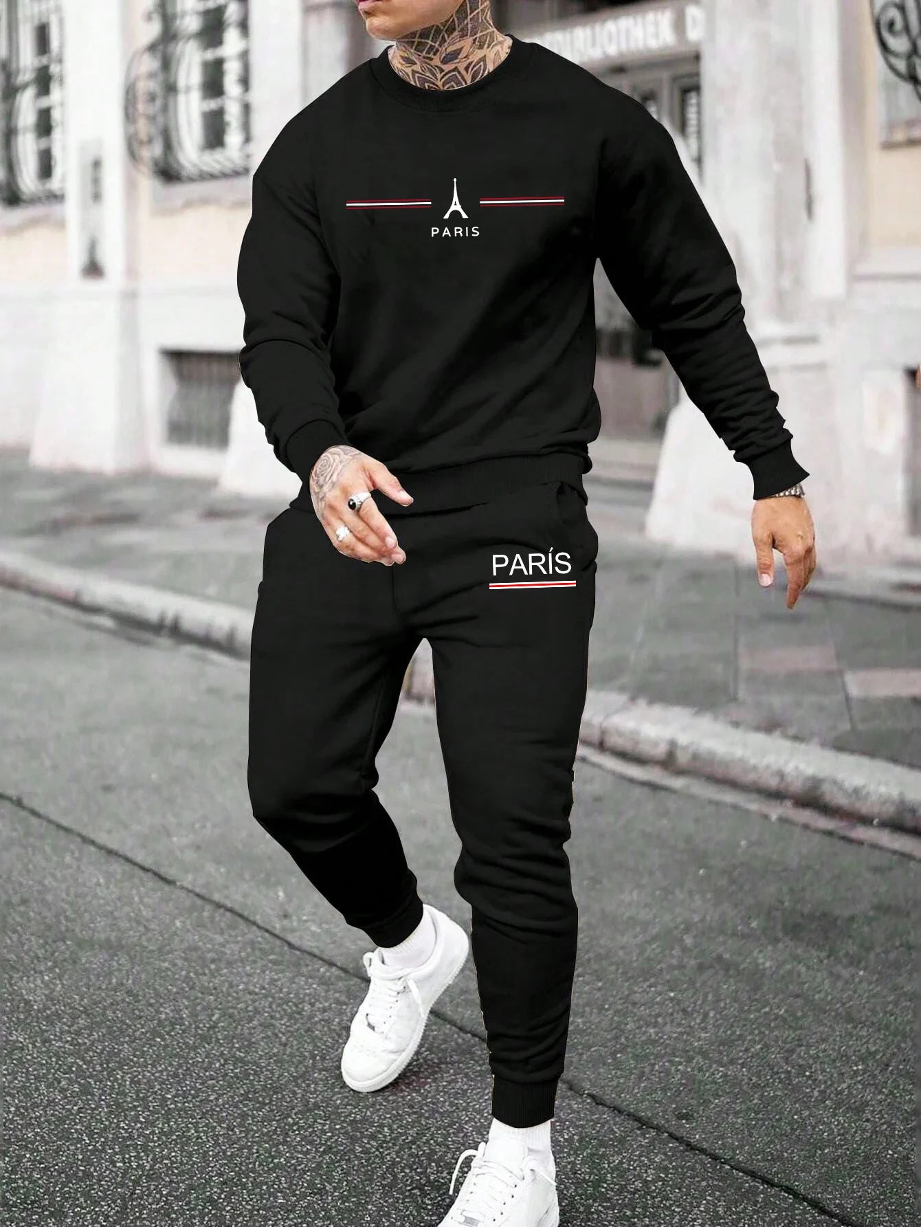 Jogging Mens Tracksuit Printing Single Piece O Neck Sweatshirt Sweatpants Man Clothing Casual Office Hoodies Fashion Streetwear.