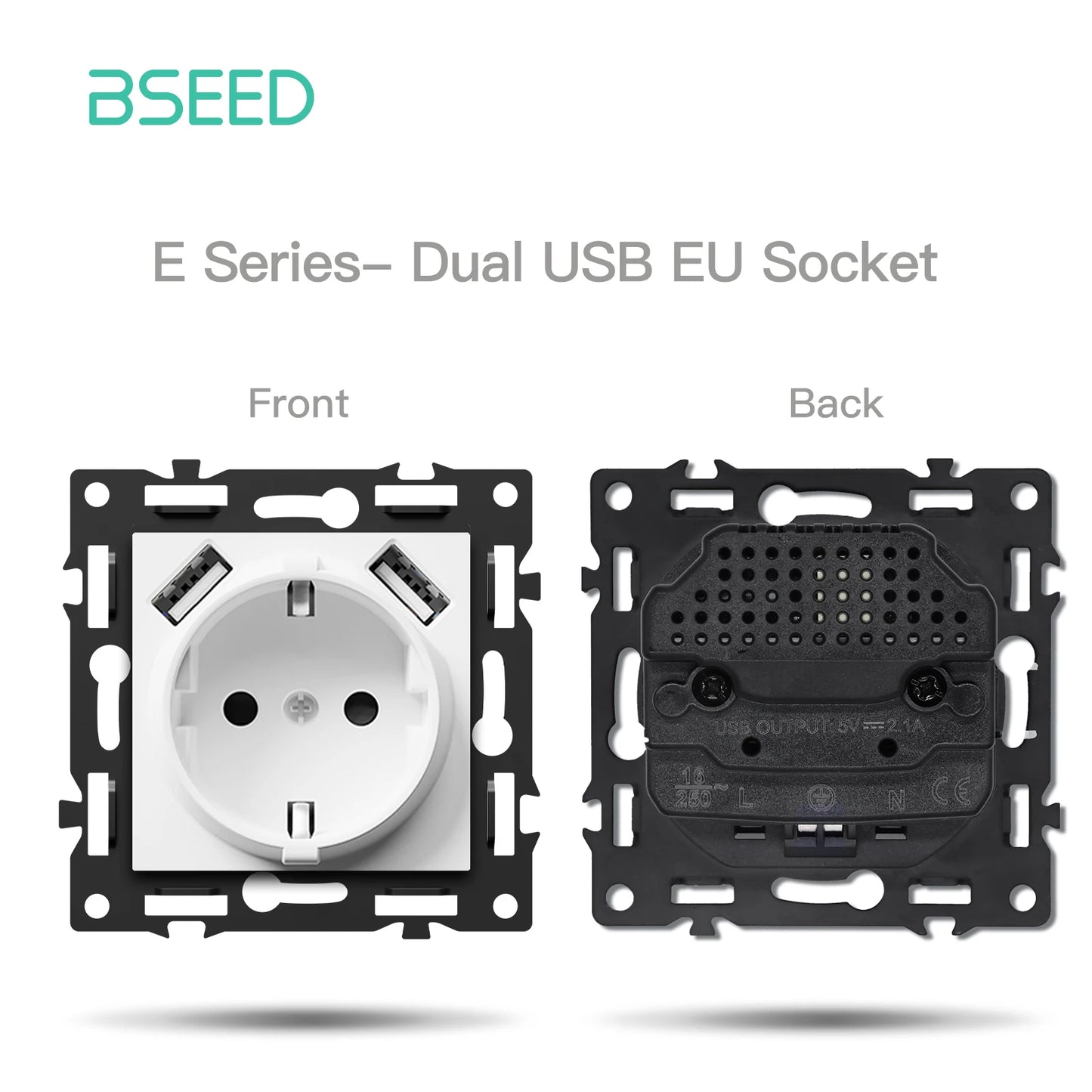 BSEED Zigbee 1/2/3/4Gang Smart Licht Vorhang Shutter Dimmer Schalter Mechanische Tasten EU Steckdosen USBC DIY Teile Kunststoff Rahmen.