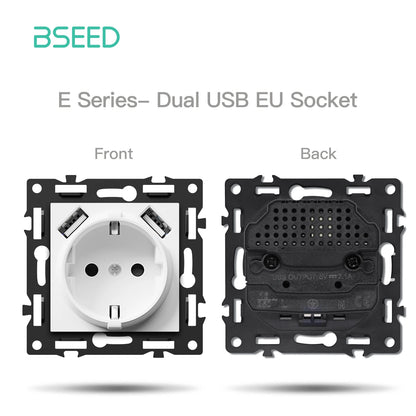 BSEED Zigbee 1/2/3/4Gang Smart Licht Vorhang Shutter Dimmer Schalter Mechanische Tasten EU Steckdosen USBC DIY Teile Kunststoff Rahmen.