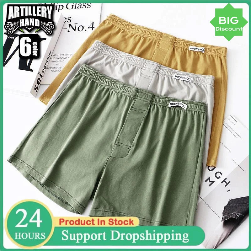 Herrenhöschen, Baumwolle, lockere Boxershorts, weiche, feuchtigkeitsableitende Jersey-Unterwäsche, Übergröße, Lounge, Sommer, Stretch, Schlaf, Pfeilhose
