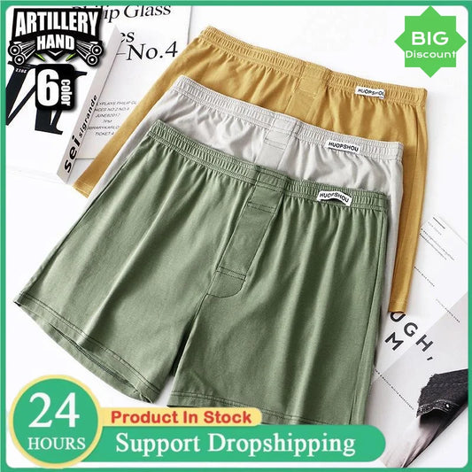Herrenhöschen, Baumwolle, lockere Boxershorts, weiche, feuchtigkeitsableitende Jersey-Unterwäsche, Übergröße, Lounge, Sommer, Stretch, Schlaf, Pfeilhose