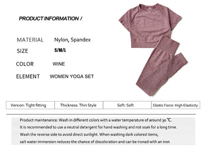 WAREBALL Seamless Yoga Set Women Workout Gym Clothes Fitness Short Sleeve Crop Top Shirt High Waist Leggings Pants Sports Suits.