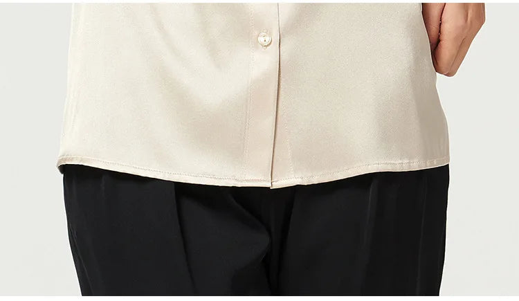 Heavyweight Mulberry Silk Shirt Women's 2025 Spring And Autumn New Long Sleeve Satin Silk Blouse V-neck Bow Ribbon Shirt