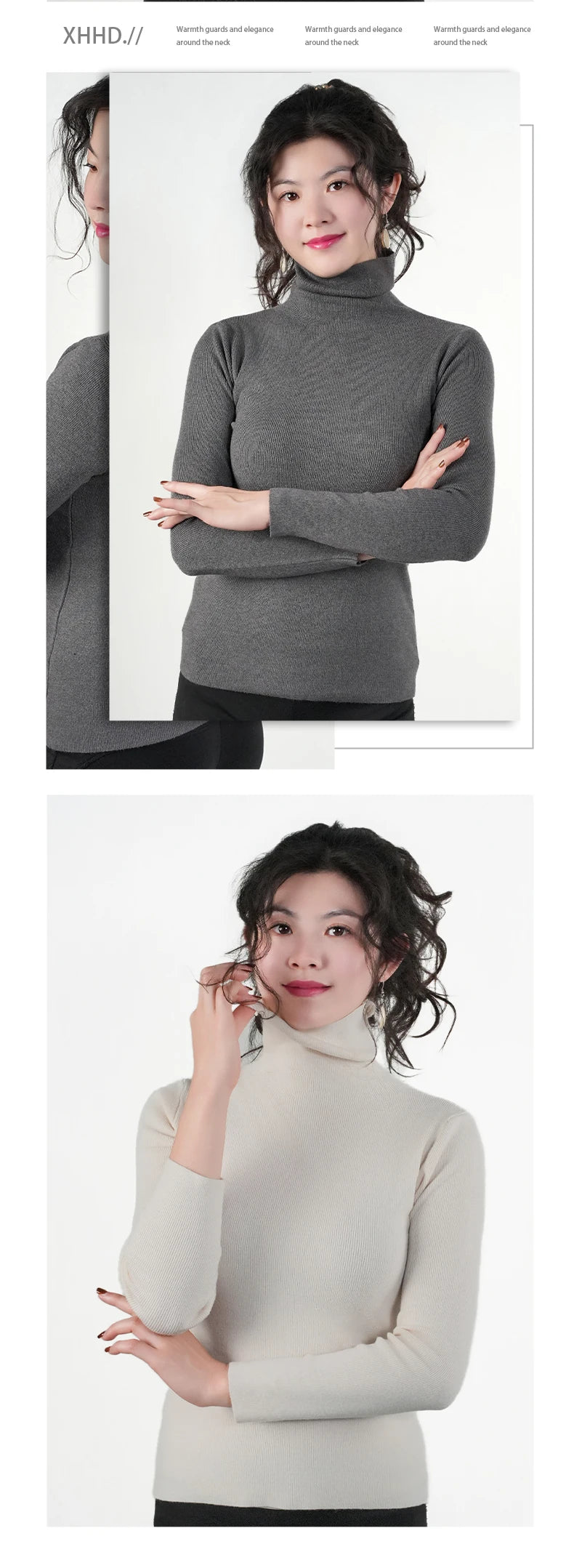 Frauen Pullover Winter Warm Hohe Kragen Strickwaren Langarm Schlank Jumper Frau Thermische Tops Kleidung Pullover Rollkragen Pullover.