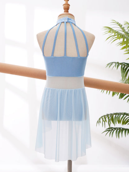 Mädchen Ballett Gymnastik Trikot lyrischen Tanz kleid ärmellose florale Spitze Tutu Tanz kleidung für Eiskunstlauf Bühnen performance.