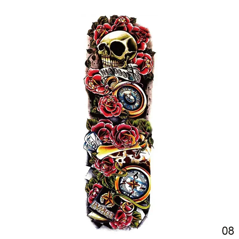 16 Designs Full Arm Temporary Tattoo Sleeve Waterproof Tattoos For Cool Men Women Tattoos Stickers On The Body Art #272596