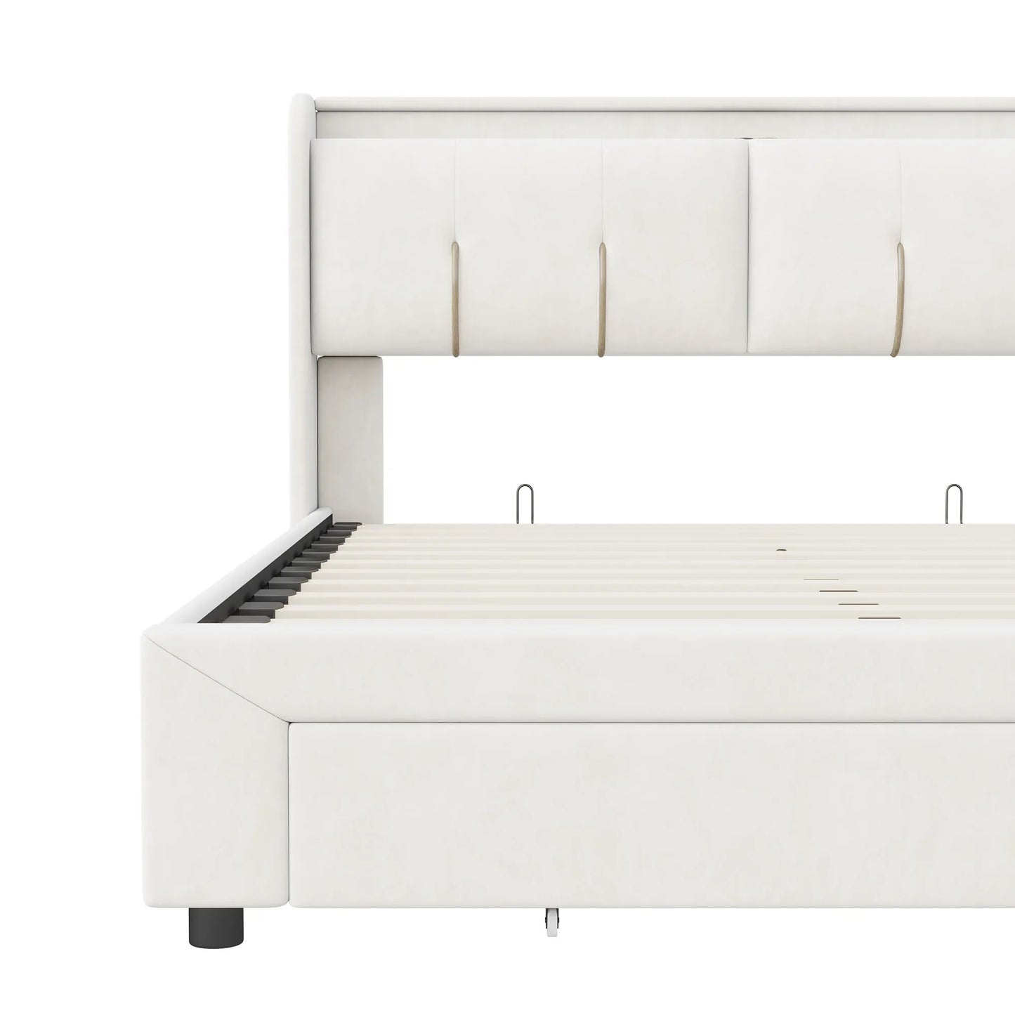 Lazy space Samt gepolsterter Bett rahmen mit RGB-Licht, USB-Anschluss Kopfteil, hydraulische Aufbewahrung sbett box, Doppelbett 140/x cm