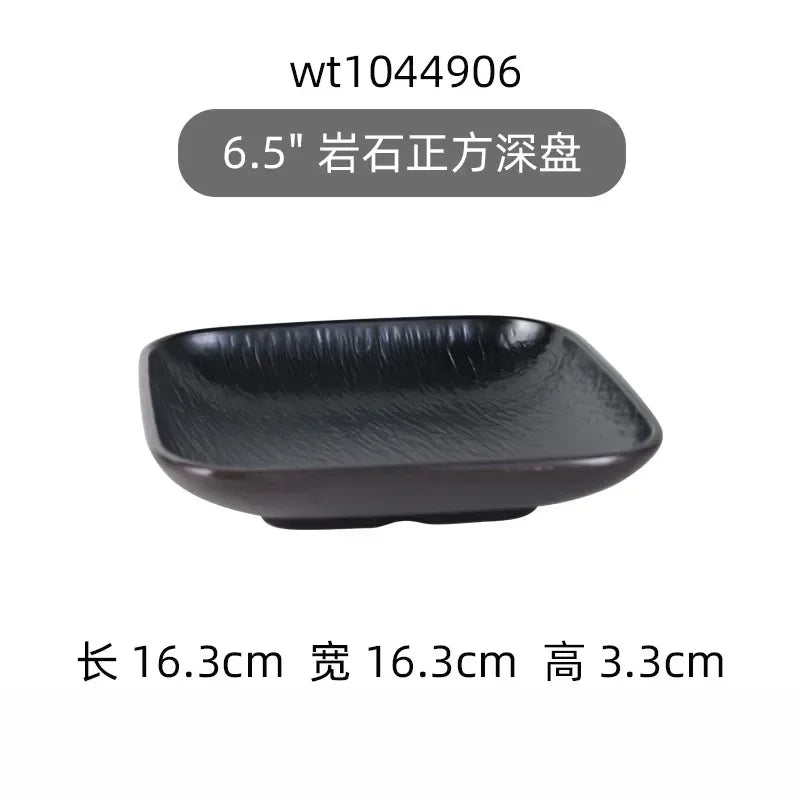 Hotpot Restaurant Melamine Tableware Black Frosted Dinner Plate Japanese Sushi Plates Not Easily Broken Snack Fruit Dishes