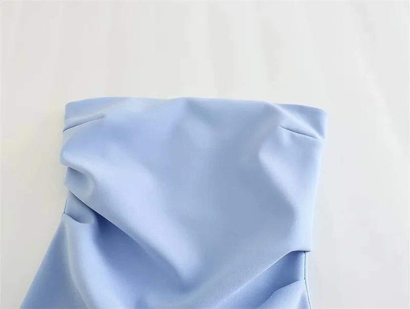 MUJER Off Schulter Mini Kleid Frau Blau Schwarz Weiß, Figurbetontes Kleid Frauen Backless Ärmellose Sommer Sexy Party Kurze Kleider.