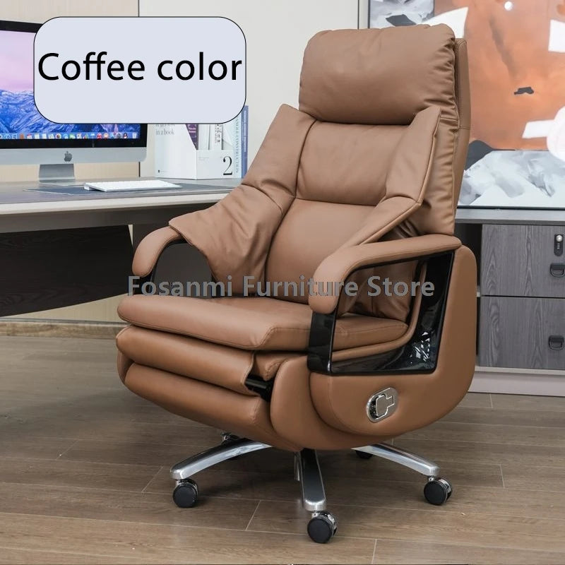 Elektrischer, bequemer Boss-Bürostuhl, Leder, verstellbar, weich, Heimcomputerstühle, ergonomischer Gaming-Schreibtisch, Drehstuhl