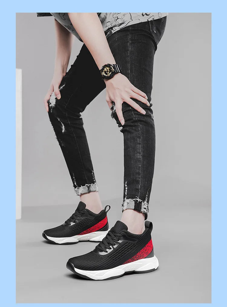 Fashion Men Sneakers Elevator Shoes Men Breathable Mesh Shoes Sports Casual Board Shoes Men's Hidden Inner Heightening Shoes 8cm.