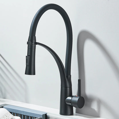 Black Rubber Kitchen Faucet Mixer Tap Rotation Pull Down Stream Sprayer Taps Hot Cold Water Tap One Handle Kitchen Tap