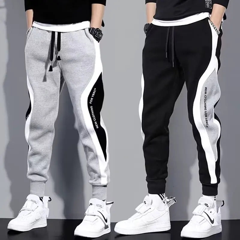 Men Black Pants Hip Hop Drawstring Jogger Fashion Comfortable Trousers Male Casual Sweatpants Loose Elastic Waist Sportswear.