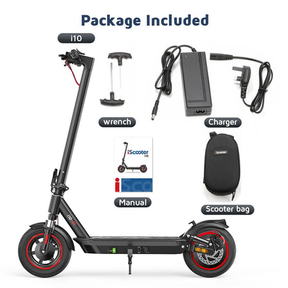 iScooter i10 Electric Scooter 10 Inch 650W Motor Foldable Electric Scooter Max Range 45Km 42V 15Ah Battery Scooter