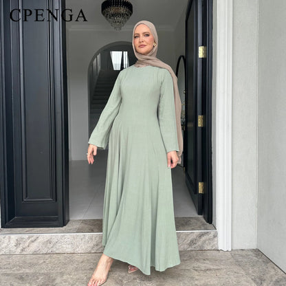2025 Summer Arabic Muslim Women Modest Dress Eid Dubai Plain Abaya Islam Party Outfit Elegant Holiday Dresses Turkey Kaftan Robe.