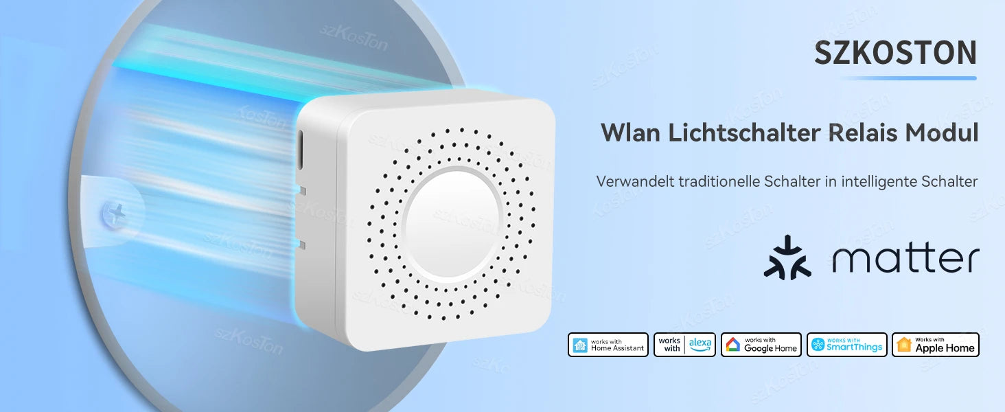 Matter WIFI Smart Switch 1-Kanal-Modul Automatisierungsrelais Smart Breaker Sprachsteuerung Homekit Siri Alexa Google Home.