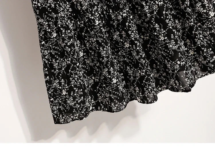 2025 Vintage Draped Elegant Chinese Style Women's Half-length Skirts Autumn Floral Pleated A- Line Skirt With Lining