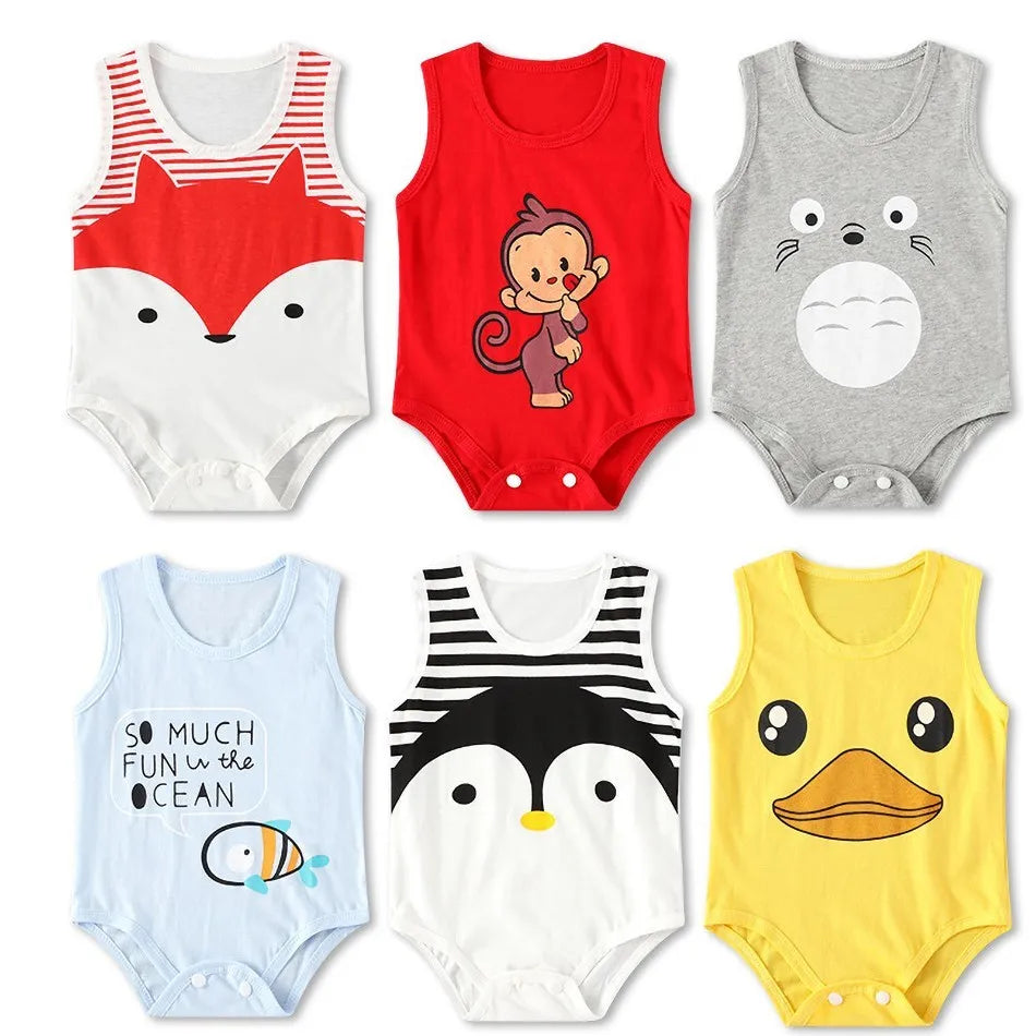 Sommer Baby Body Kinder Ärmellose Casual Einteiliges Neugeborenen Jungen Mädchen Cartoon Tier Strampler Kleinkind Overall Kleidung 0-2 jahre.