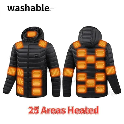 21 Areas Heating Jacket Men Winter USB Electric Heated Coat Functional Self Heating Clothes Outdoor Snow Ski Thick Padded Jacket