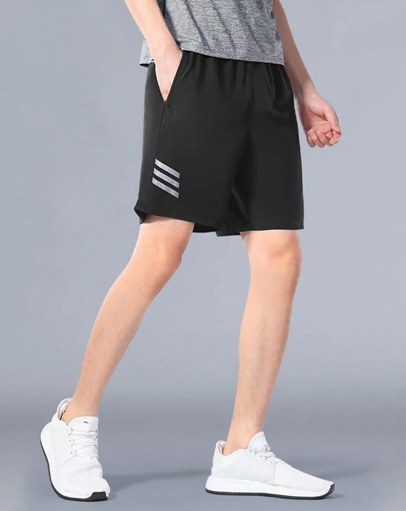 Men's Loose Quick-Dry Running Shorts – Breathable Striped Gym & Basketball Shorts for Fitness, Workout, Sport.