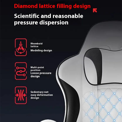 Gaming-Stuhl im Racing-Stil, drehbarer Bürostuhl, 8 cm dickes Latexkissen, verstellbarer Computersitz aus 135 Grad PU-Leder