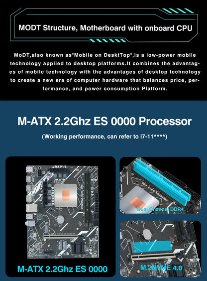 G613 DIY Gamer Motherboard with 11th Core CPU 0000 ES 2.2GHz 8C16T (Refer to i7 11800 ) DDR4 1151 Mainboard.