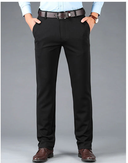 Men's Business Casual Pants Spring Summer Elastic Trousers Office Suit Pants Quick Dry Formal Pants Breathable Comfortable.