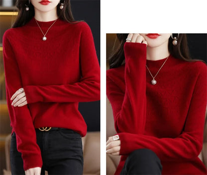 Neuer Kaschmirpullover für Damen, Herbst und Winter, 100 % reine Wolle, Hemden, Strickpullover, ausgehöhlte Strickwaren, weiche Pullover.