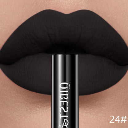 QIBEST Sexy Red Matte Lip Gloss Long Lasting Velvet Liquid Lipstick Lip Makeup Women Beauty Nonstick Cup Waterproof Lipgloss Hot