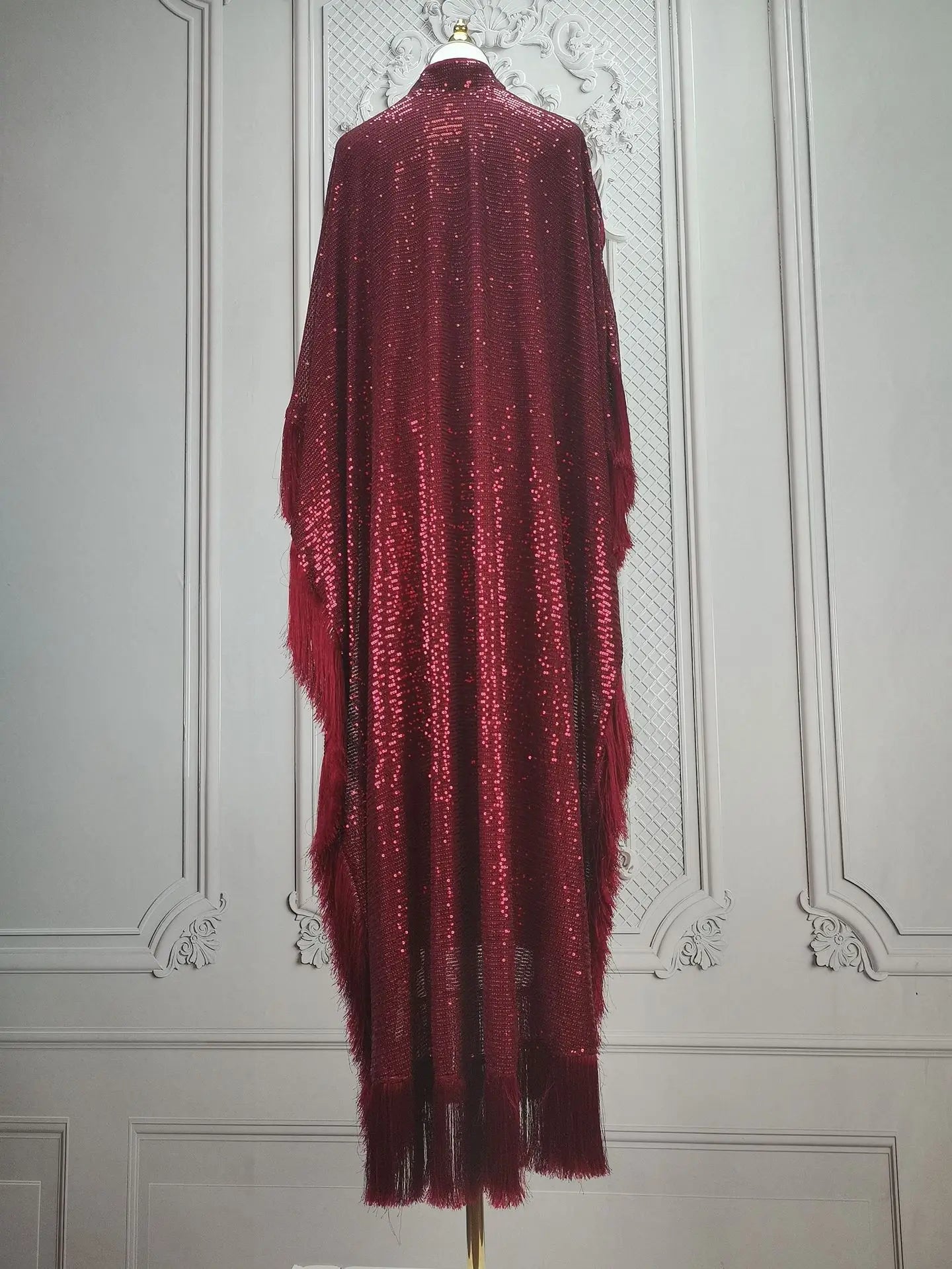 Ramadan Eid Tassel Sequin Batwing Abaya Dubai Women Islam Muslim Maxi Kaftan Dresses Kebaya Caftan Marocain Robe Femme Musulmane