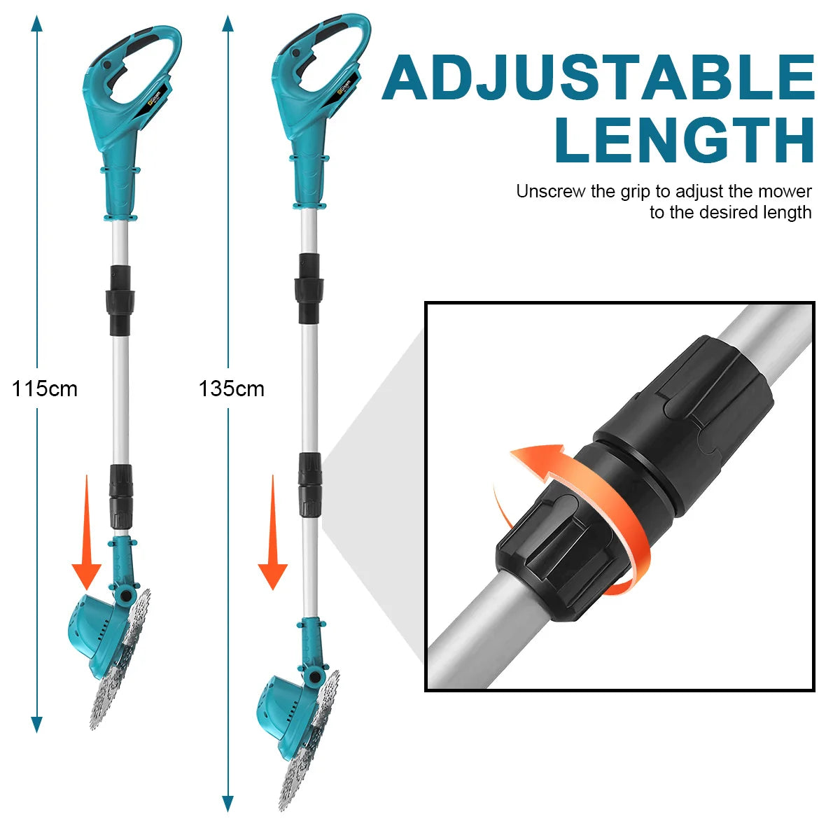G perfil 10 Zoll bürstenloser elektrischer Rasenmäher, faltbarer Schneider, kabelloses Garten-Gras-Schneid-Trimmer-Werkzeug für Makita 18 V Akku-Pin