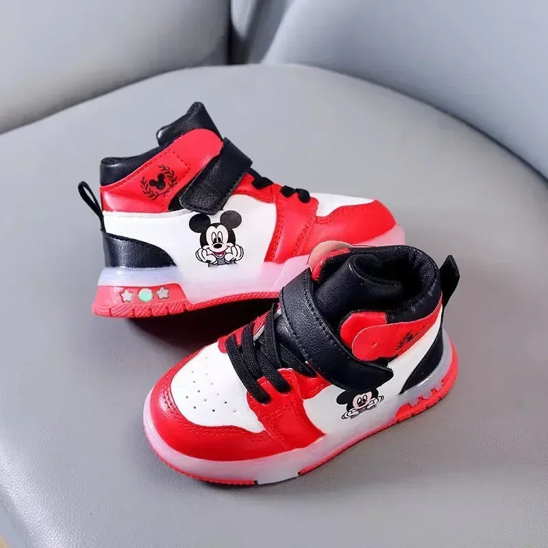 2025 Disney Kids Sneaker Cute Minnie Mickey Cartoon Led Lighted Shoes for Boys Girls Luminous Shoes Toddler Flash Lights.