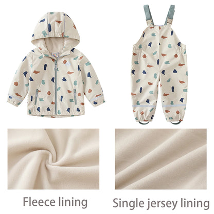 HONEYKING Children's Clothing Sets Raincoat Suit Baby Waterproof Overalls Pants Girls Jumpsuit For Kids Jacket And Trousers Set.