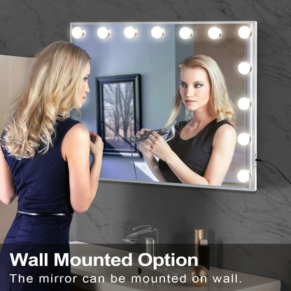 FENCHILIN Vanity Mirror with Lights Hollywood Lighted Makeup Mirror with 15 Dimmable LED Bulbs for Dressing Room Tabletop.