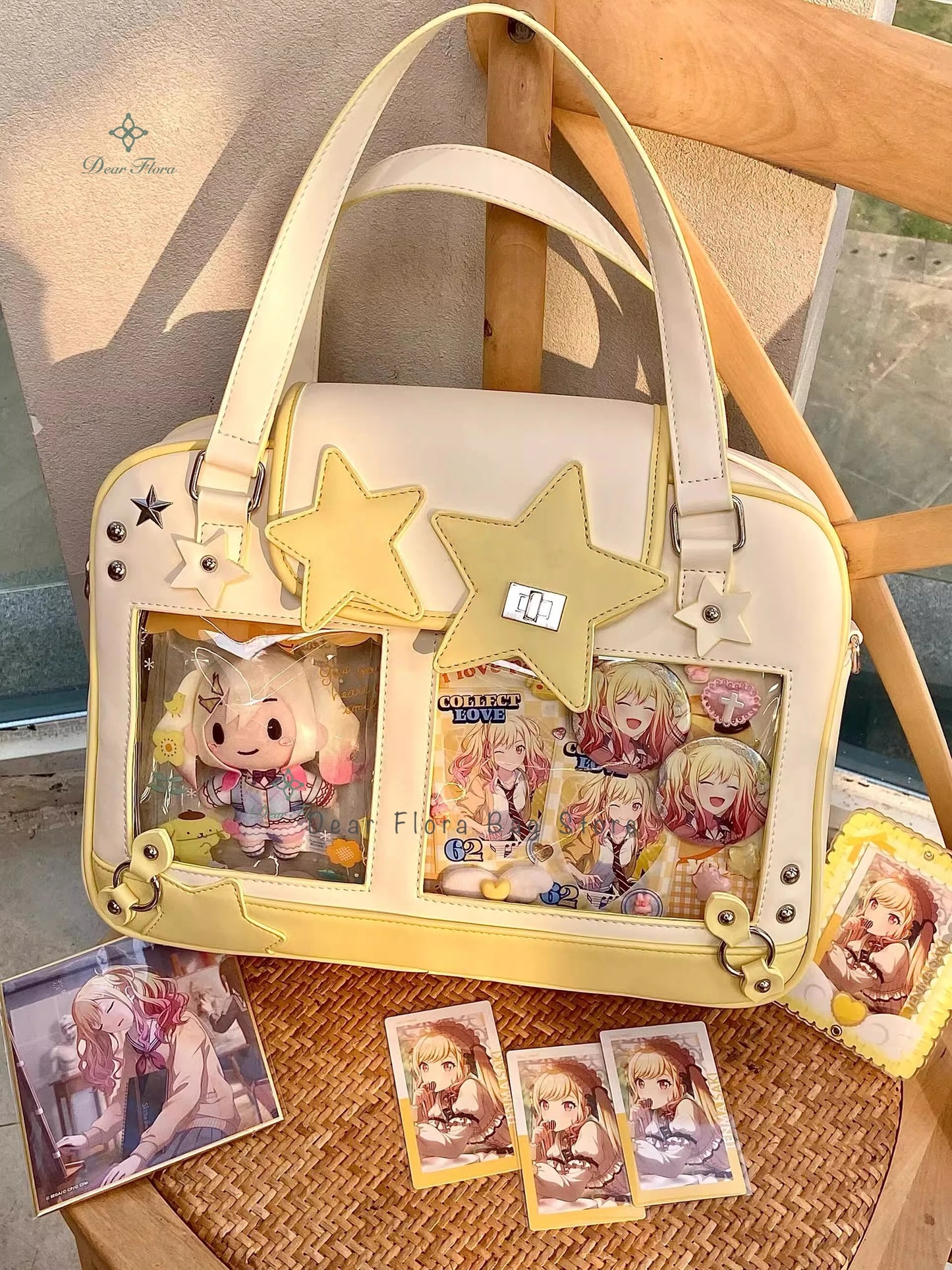 Y2K Trendy Star Ita Bag Lolita Girl Transparent Pocket Fashion Crossbody Bag Women's DIY Display Shoulder Bag Cute Purse Handbag.